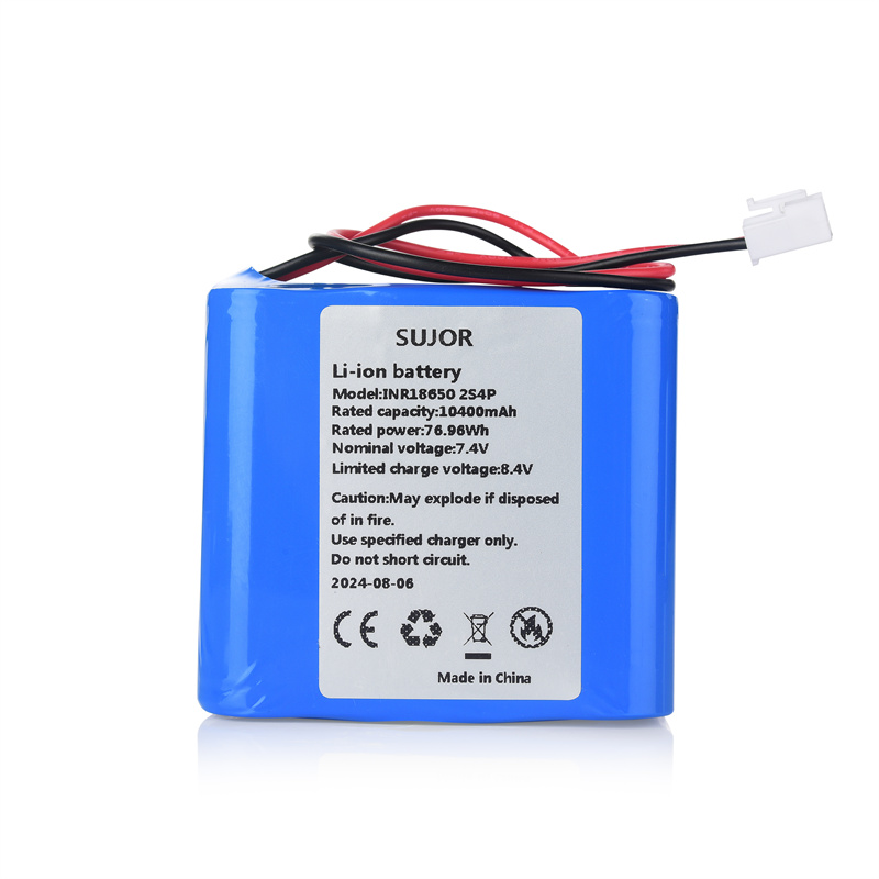 7.4V 18650 10400mAh 2S4P Custom Lithium ion battery pack