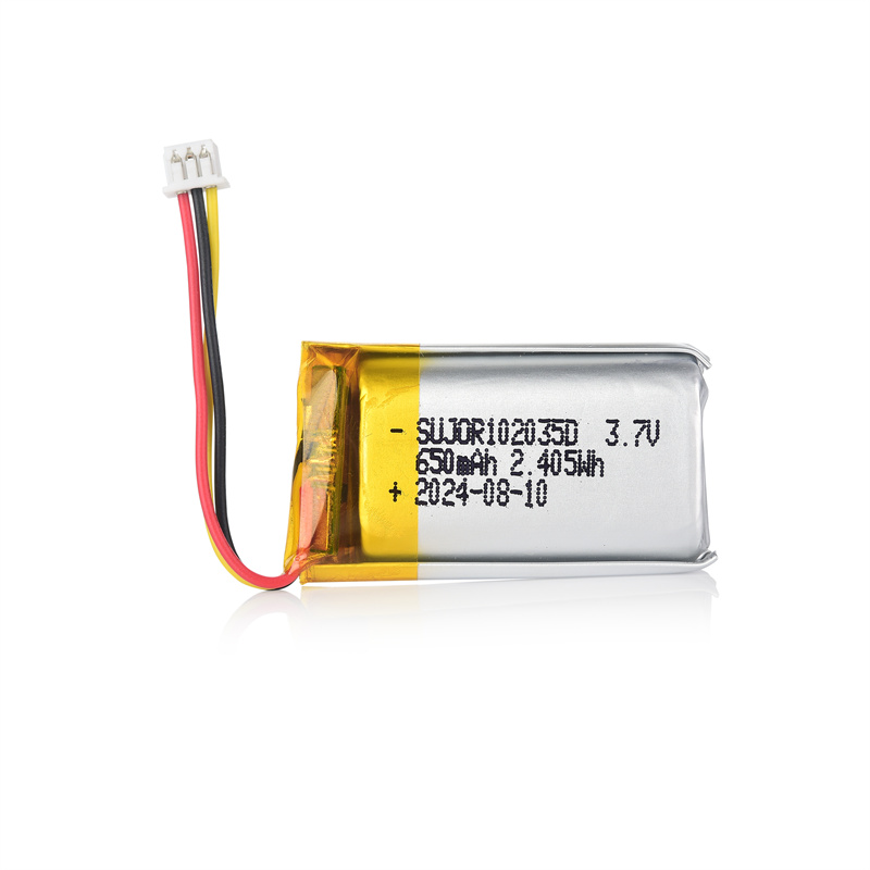 3.7V 102035D 650mAh Low temperature Li-polymer battery for cold-proof shoes